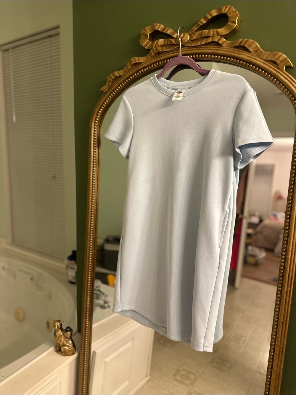 Light Blue Short Sleeve Shift Dress